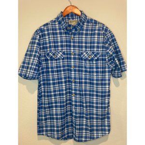 Duluth Trading Co Blue Plaid Collared Button Down Shirt